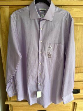 Van Heusen Dress Shirt Men 16 34/35 Purple Flex Collar Classic Fit NWT